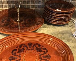 23 pieces of Amberstone dishes made in the USA by Sheffield