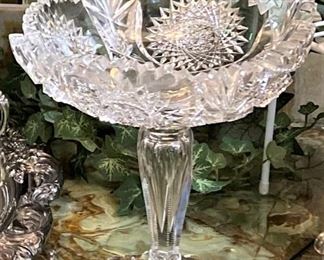 Cut glass crystal compote