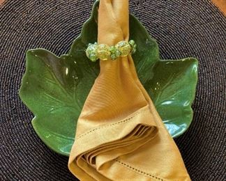 Mats, salad plate, napkins, and napkin rings