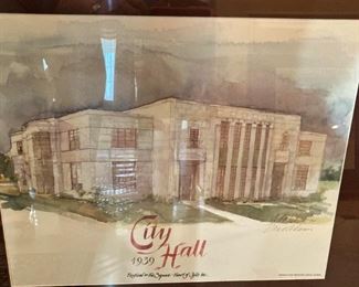 City Hall (Framed watercolor print by Tylerite Dana Adams)