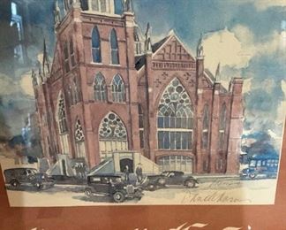 Marvin Methodist Church - established 1890 (Framed watercolor print by Tylerite Dana Adams)