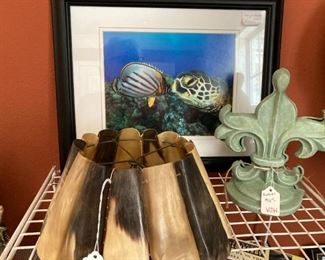 Vintage horn  lamp shade