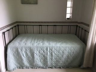 Black wrought iron day bed (frame only, no mattress), was $125, SALE $40, please see next photo with just the frame