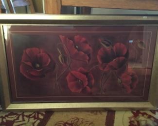 Large art with red flowers, was $100, SALE $25