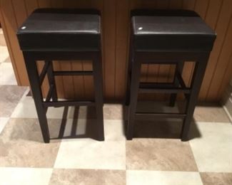 Brown bar stools from Pottery Barn, distressed leather seats, were $35 each, SALE $15 each