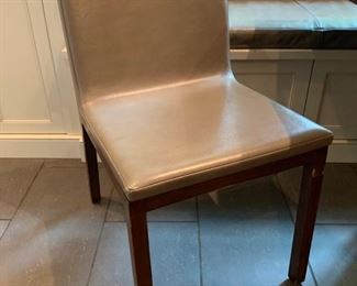 7. Set of 4 Custom Grey Leather Side Chairs  (18" x 20" x 32")