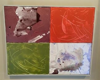 23. Set of 3 Canvas Abstract Paintings by B/ Richards (21" x 17" each)