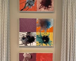 23. Set of 3 Canvas Abstract Paintings by B/ Richards (21" x 17" each)