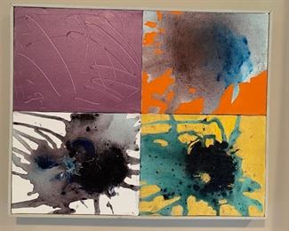 23. Set of 3 Canvas Abstract Paintings by B/ Richards (21" x 17" each)
