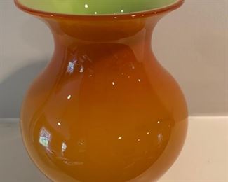 22. Yellow Hand Blown Vase (7" x 5")