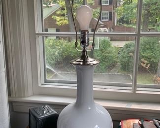 50. Pair of White Ceramic Lamps (27")