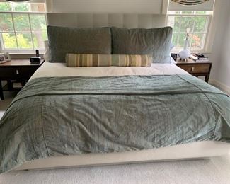 45. Tufted Upholstered King Bed (55"h)                                         51. Velvet Custom Bedding