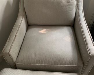 52. Custom Accent Chair ( 30" x 33" x 31") and Ottoman (28" x 22" x 18") w/ Nailhead Detail