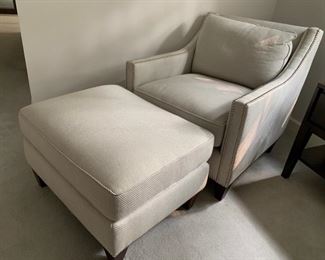 52. Custom Accent Chair ( 30" x 33" x 31") and Ottoman (28" x 22" x 18") w/ Nailhead Detail