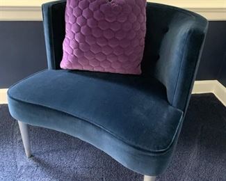 60. Room & Board Navy Velvet Tufted Accent Chair (30" x 24" x 29")