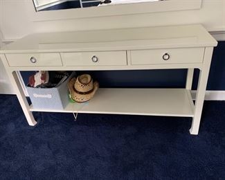 59. Happy Chic By Jonathan Adler White Lacquer  Console Table (60" x 18" x 29")