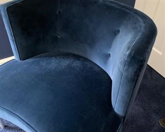 60. Room & Board Navy Velvet Tufted Accent Chair (30" x 24" x 29"