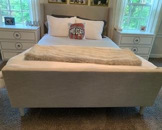 63. Grey Upholstered Queen Bed 