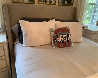 63. Grey Upholstered Queen Bed 