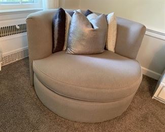 65. Room & Board Grey Swivel Chair (48" x 48" x 30")