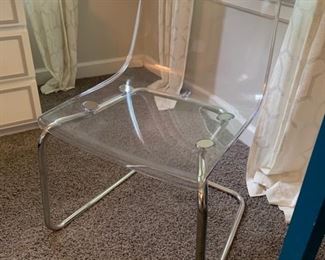 68. Lucite Chair w/ Metal Base (18" x 18" x 33")