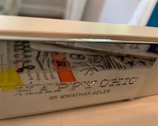 66. Happy Chic by Jonathan Adler Blue Lacquered Desk (42" x 22" x 30")