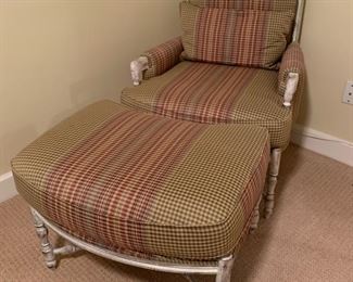 84. Highland House Accent Chair (29" x 28" x 38") & Ottoman (29" x 23" x 20")