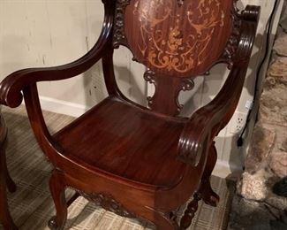 97. Inlaid Throne Chair (23" x 26" x 38")