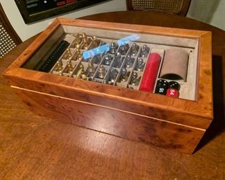 96. Burlwood Chess/Checkers Box (17" x 10" x 6")