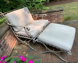 124. Pair of Metal Chairs and Ottomans