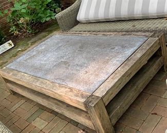 127. Weathered Wood Coffee Table w/ Slate Top (40" x 66" x 16")