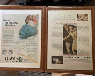 147. Vintage Dental Posters Squib's Dental Cream (12" x 16") Dr. West's Toothbrush (12" x 16")