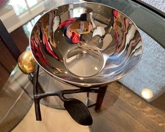 15. Michael Aram Silver Bowl w/ Twig (6" x 2")