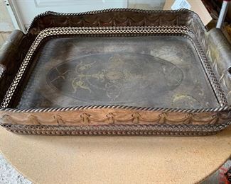 150. Ornate Silver Plated Tray (24" x 16" x 5")