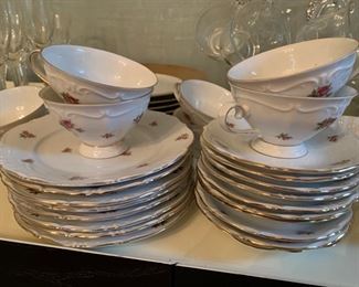 166. Set of 8 Bavaria Porcelain Cups, Saucers and Luncheon Plates