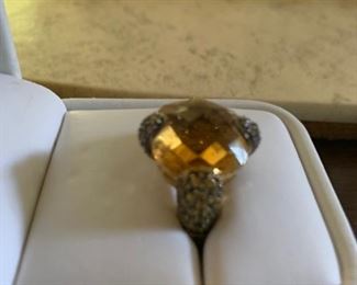 18K Yellow Gold, Citrine & Diamond Ring
