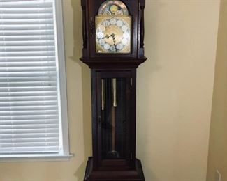 Emperor walnut tall case clock 7'T