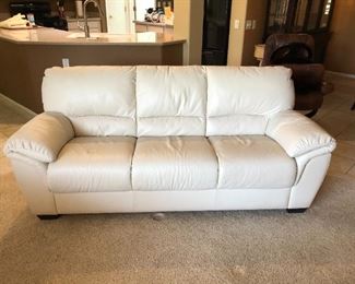 White/Ivory Leather Sofa