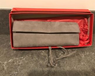 Henry Winston Grey Suede Wallet in Red Box