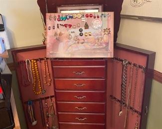 Jewelry cabinet, costume jewelry 