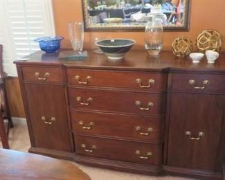 Solid Mahogany Sideboard 62", 1 of 2 Host Chairs