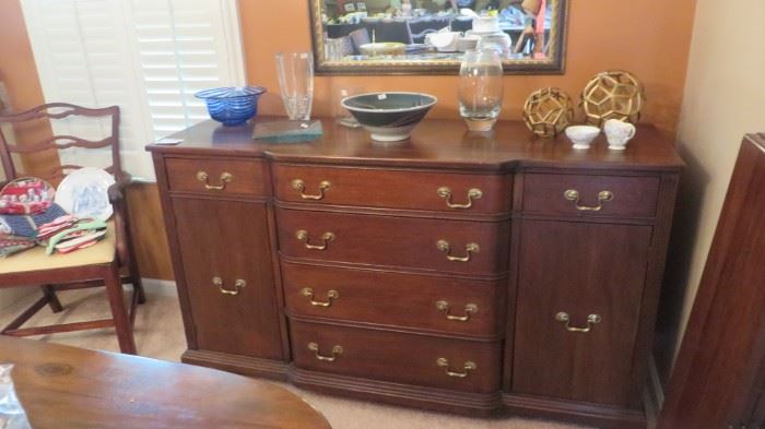 Solid Mahogany Sideboard 62", 1 of 2 Host Chairs