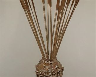 Bust Stand and Angle Vase with Cattails