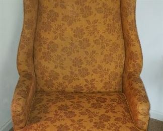 Mid Century Drexel Hooded wingback Porters Arm Chair in Victorian Georgian Style