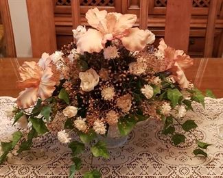 Silk Flower Arrangement in Crystal Bowl