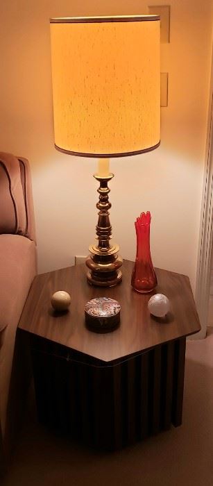 Pr. of End Tables with Matching Brass Lamps