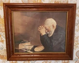 "Grace" Daily Bread Man Praying At Dinner Table