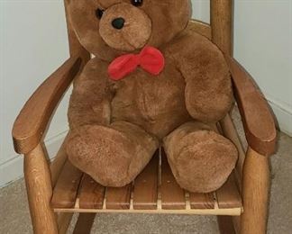 Childs Rocking Chair and Teddy Bear