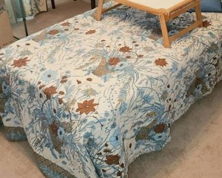 Mid Century Twin Bed Spread with Matching Curtains