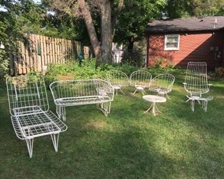 Vintage Homecrest outdoor living / patio furniture, includes 4 chairs, high back swivel rocker, loveseat glider, self-adjusting chaise, ottoman and side table